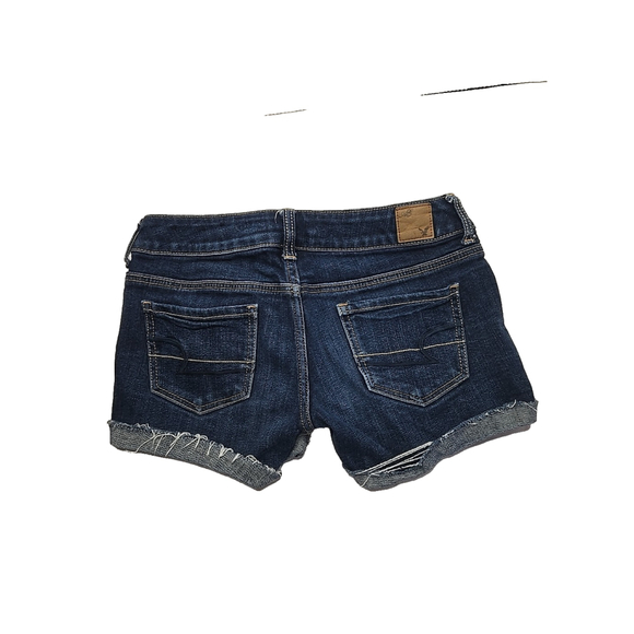 American Eagle Low Rise Denim Shorts Size 0 Y2K Distressed Cutoff Festival - Picture 10 of 12